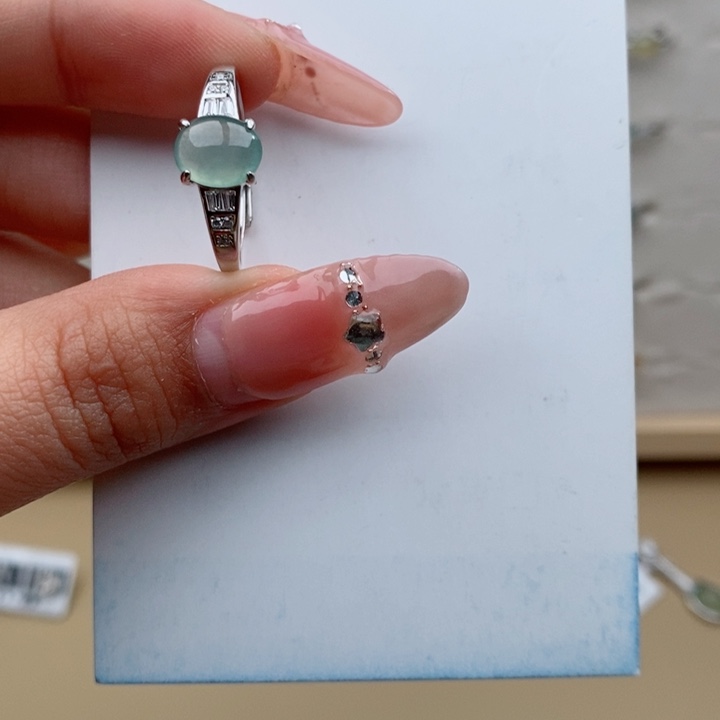 翡翠戒指银S925镶嵌1111