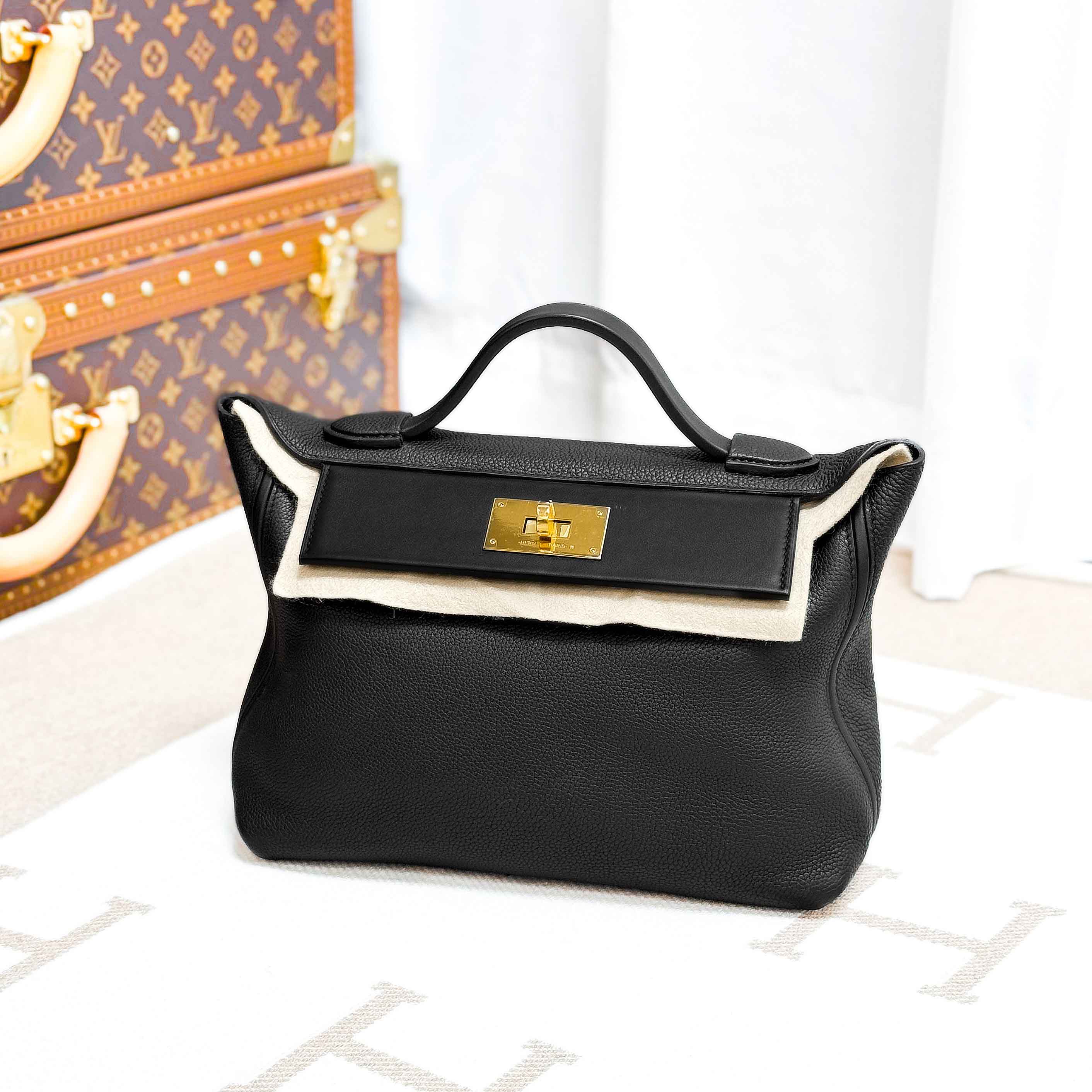 99新 Hermes/爱马仕 2424黑色金扣29，C刻包 