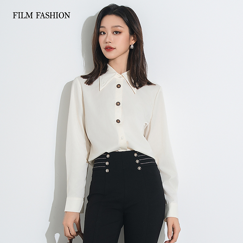 【力力淘】简约通勤风长袖衬衫上衣气质休闲时尚女 FEIS135629