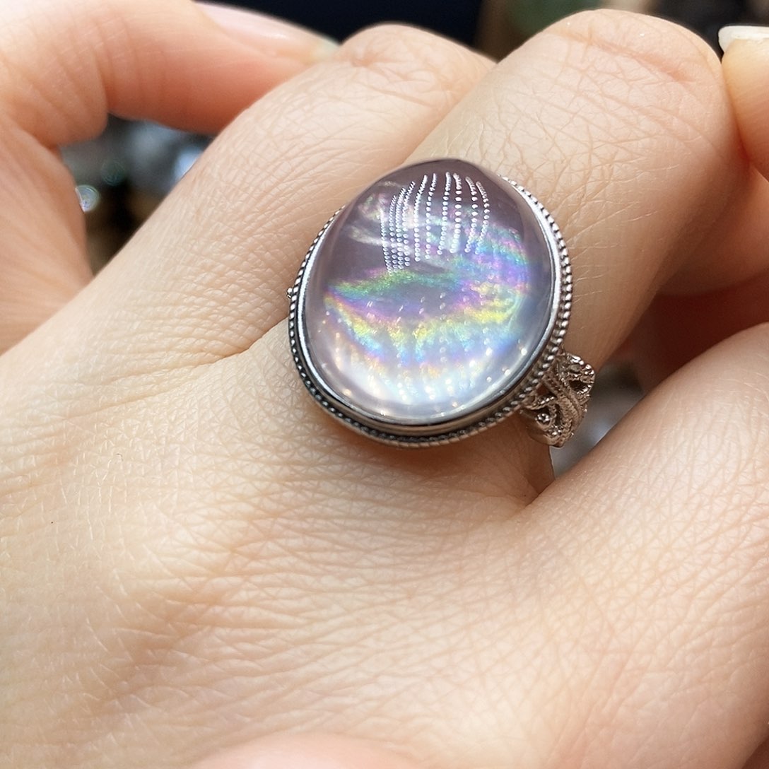 水晶戒指不退不换银S925镶嵌ꪝ*?