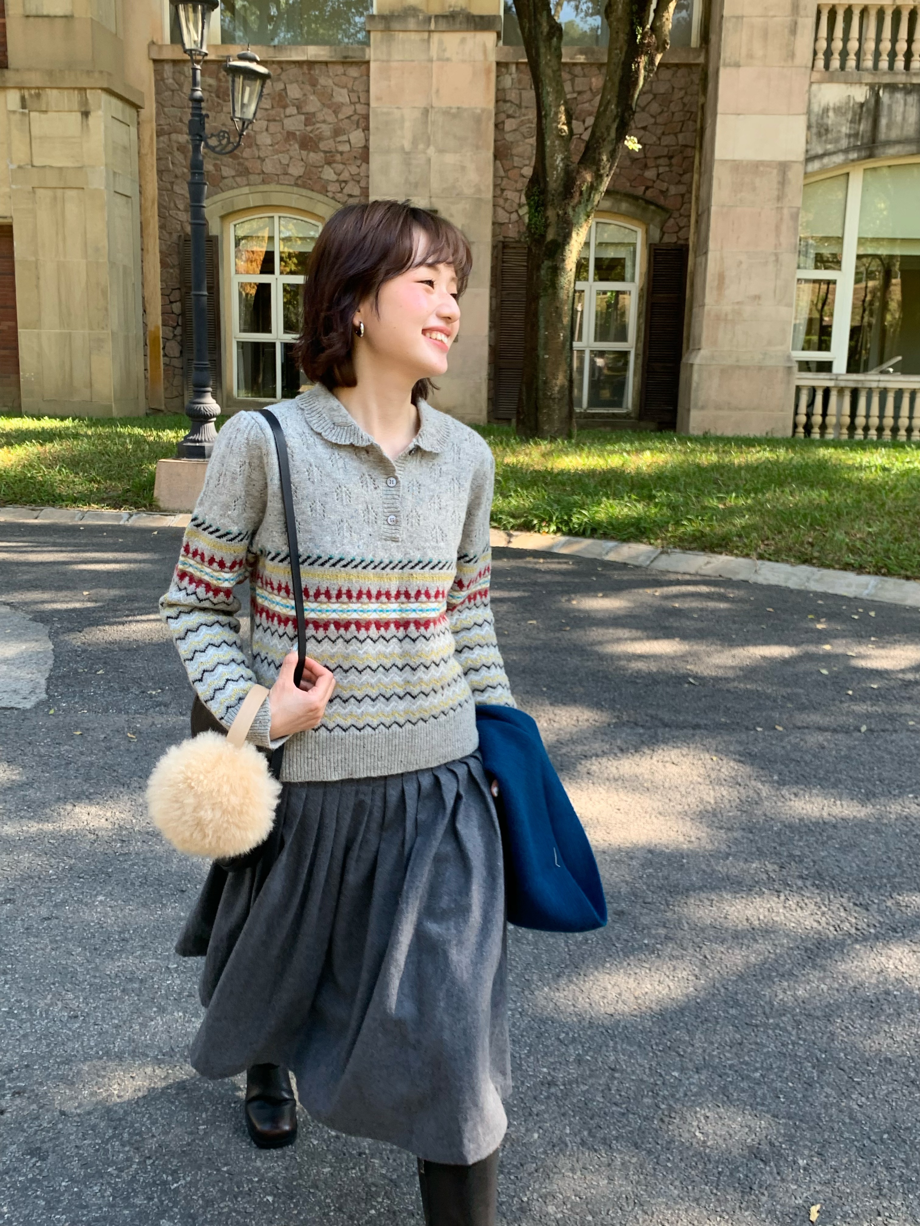 秋屿moment 自制 百搭保暖不规则条纹针织毛衣（会扎，敏感肌慎拍）