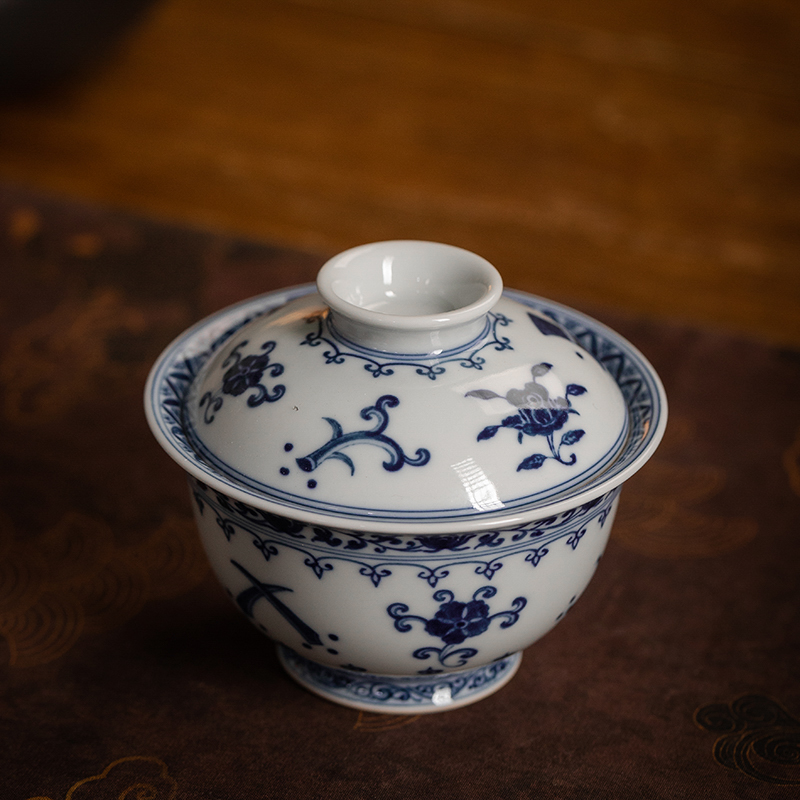 【记石柴窑】仿明八宝 盖碗 景德镇 手工手绘茶器