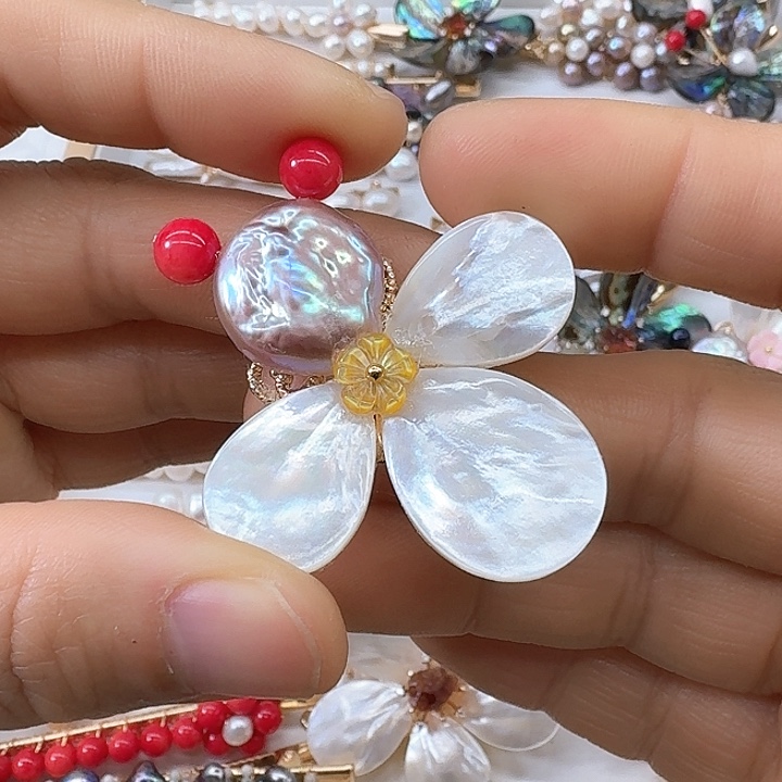 淡水珍珠发饰银S925镶嵌