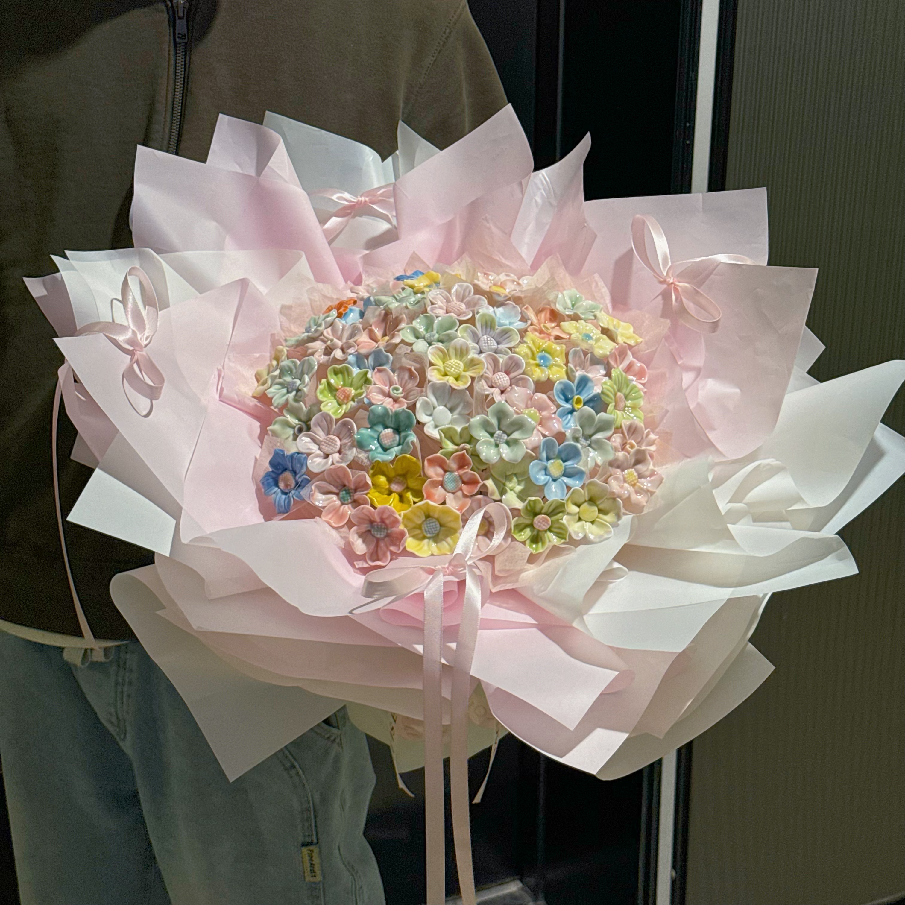 【99朵玫瑰花】景德镇陶瓷花束成品生日礼物花束送女生闺蜜情人节