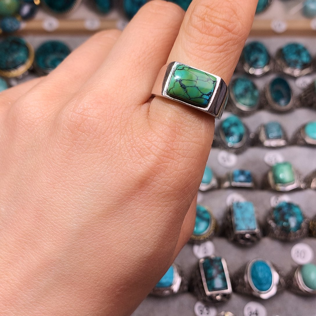 绿松石挂件银S925镶嵌