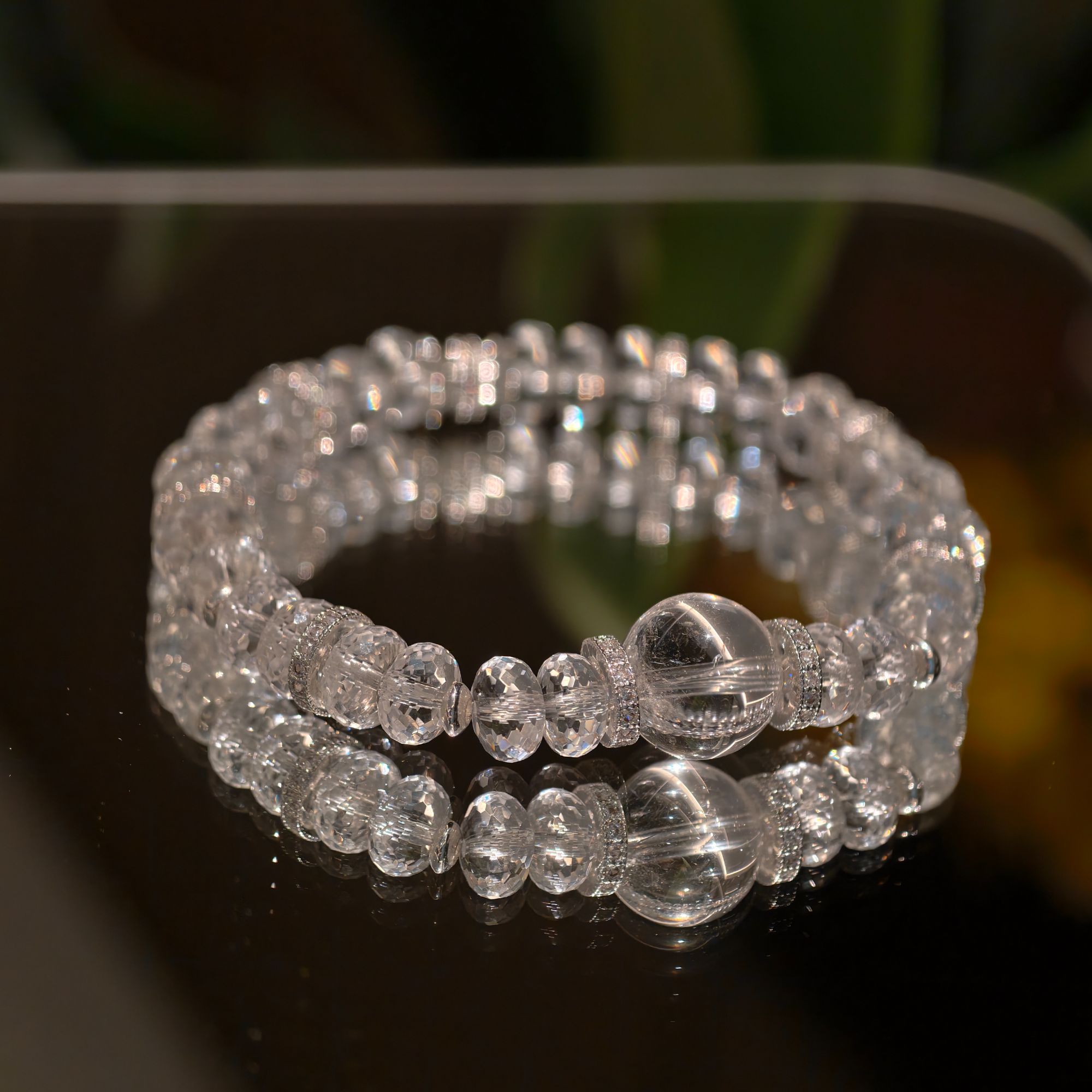 【银山】粉丝每人限定一件！巨闪设计10m白水晶108切割面 净化能量版