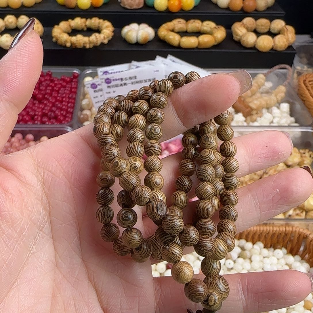 菩提根/象牙果手串卡6鸡翅木114颗