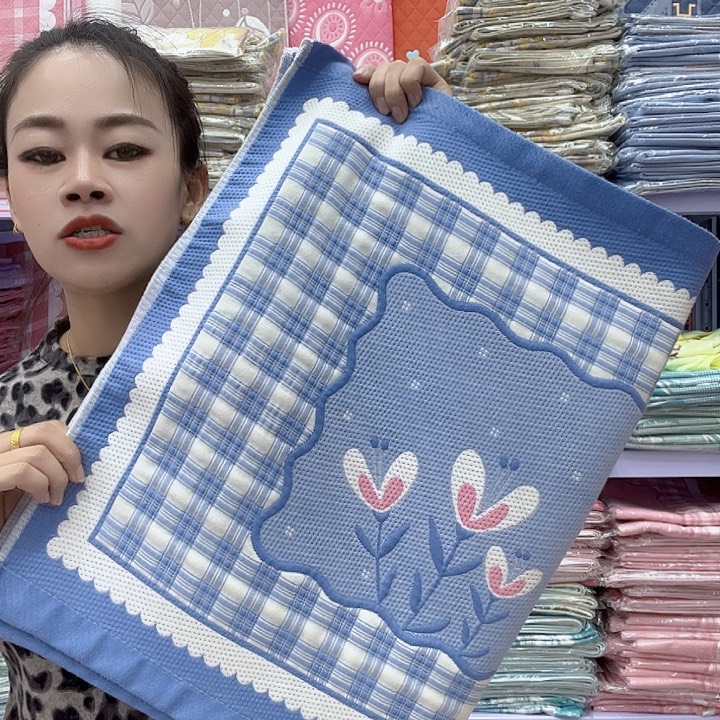 棉三朵花蓝色纯棉