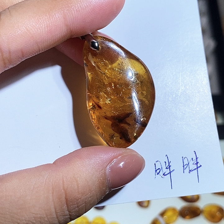 未镶嵌颈饰琥珀琥珀虫珀