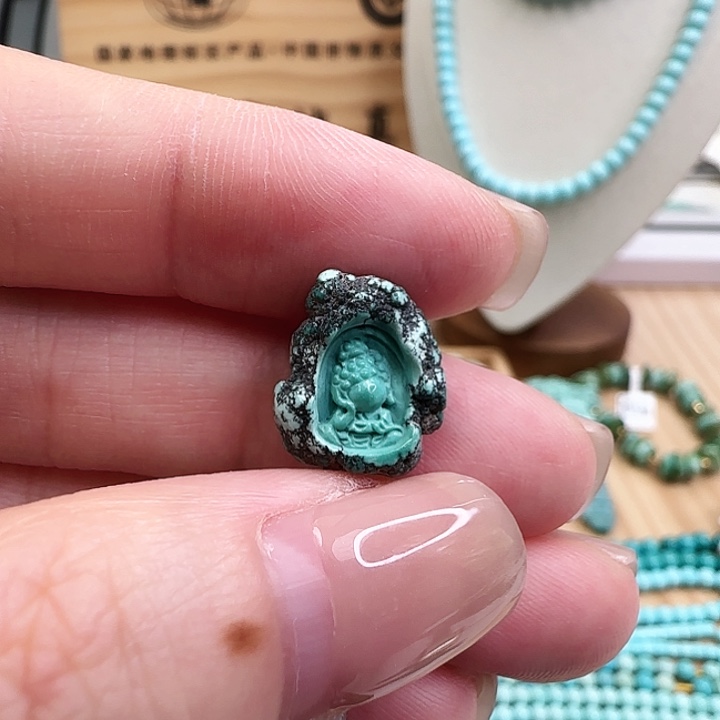 绿松石未镶嵌X 4  原皮无相佛卡14+