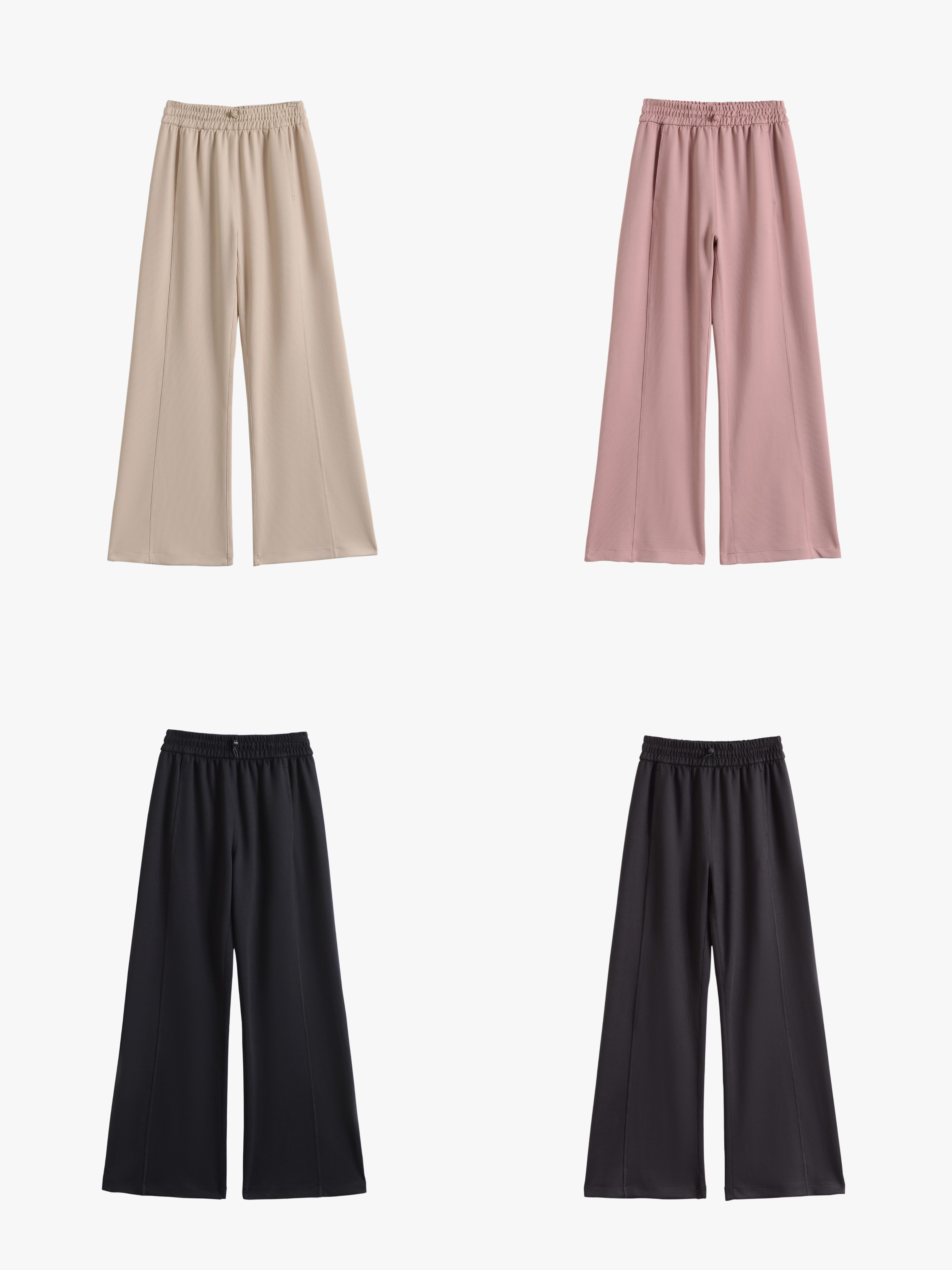 春夏新款女莫代尔沙洗空气层螺纹直筒阔腿休闲长裤