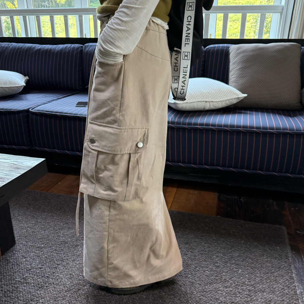 XIAOMEIZI韩系抽绳工装半裙90300