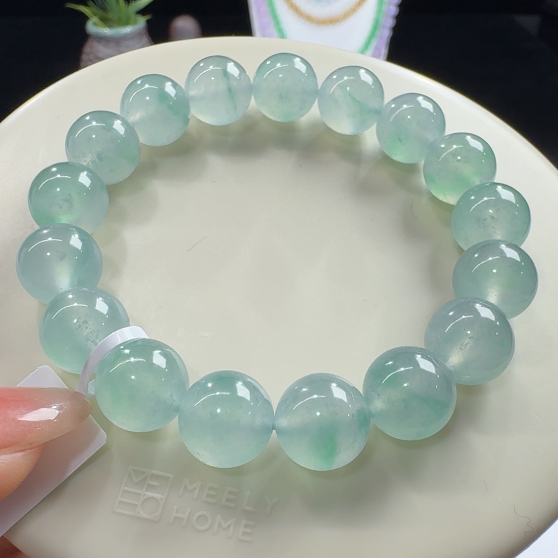 未镶嵌手链翡翠木纳超纯果冻淡薄荷绿飘花卡12力力力力力力推！