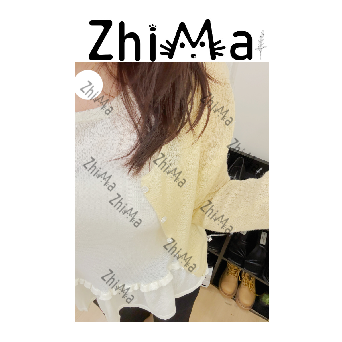 JKT ZHIMA 芝麻【风信白】针织打底衫慵懒百搭