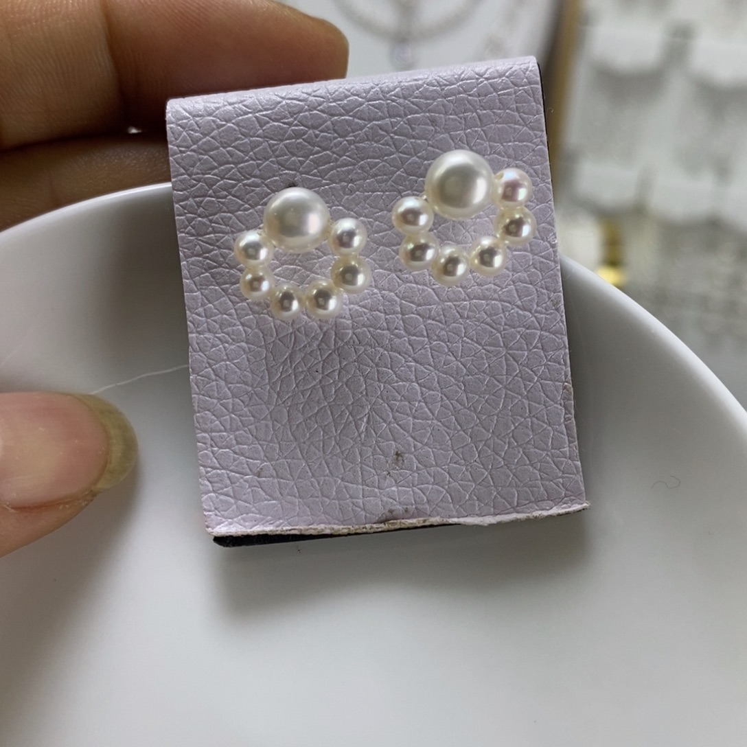 淡水珍珠银S925镶嵌耳饰