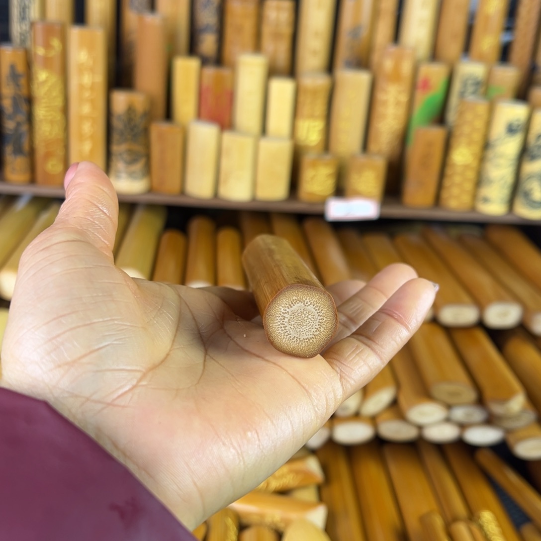 实心玉竹手把件六边