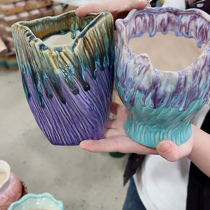 有孔.凑满10元发货多肉陶瓷花盆！