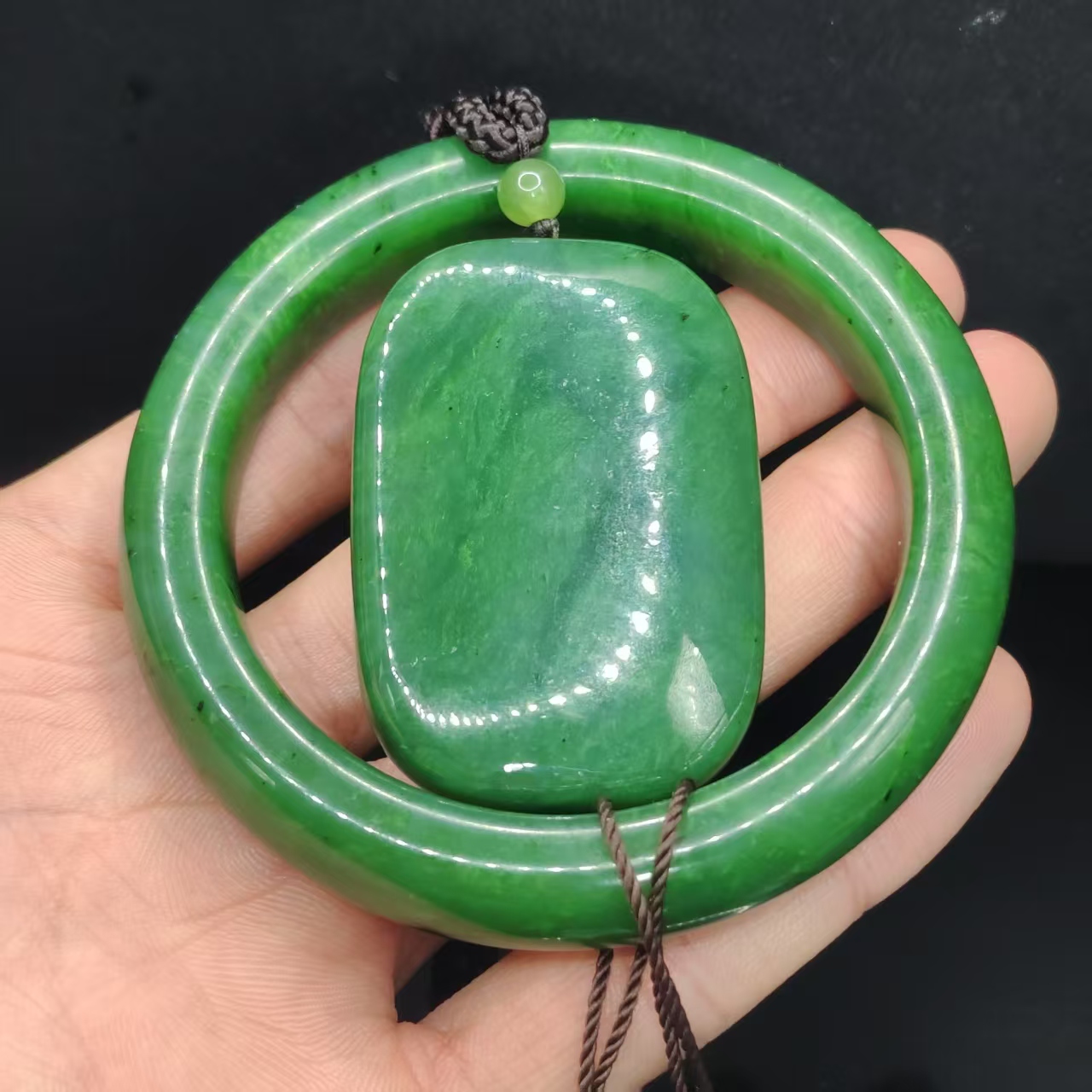 【龙龙严选】和田玉宽条手镯配镯心Y3【多样性发其一】圈口52-64mm