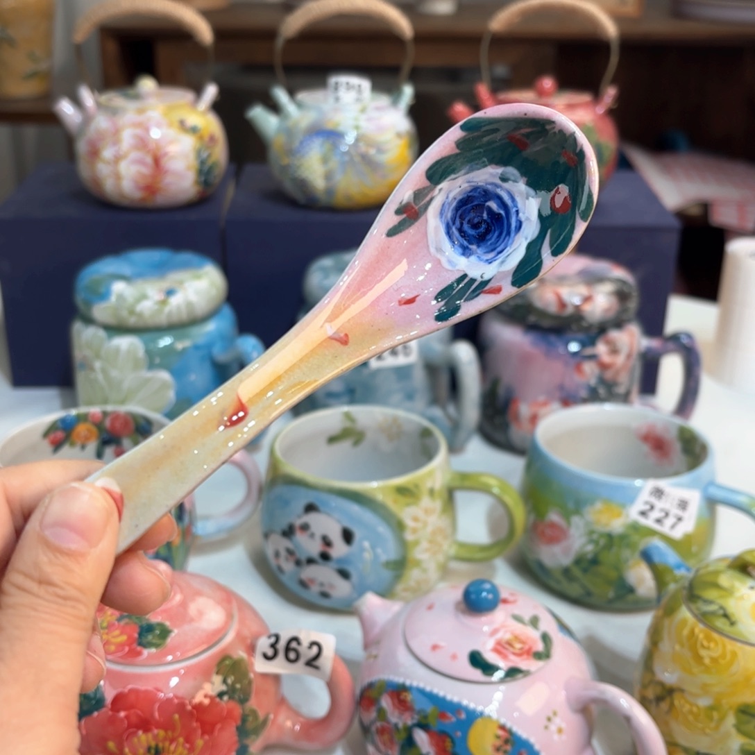 美***士景德镇手绘高温釉下彩陶瓷茶具