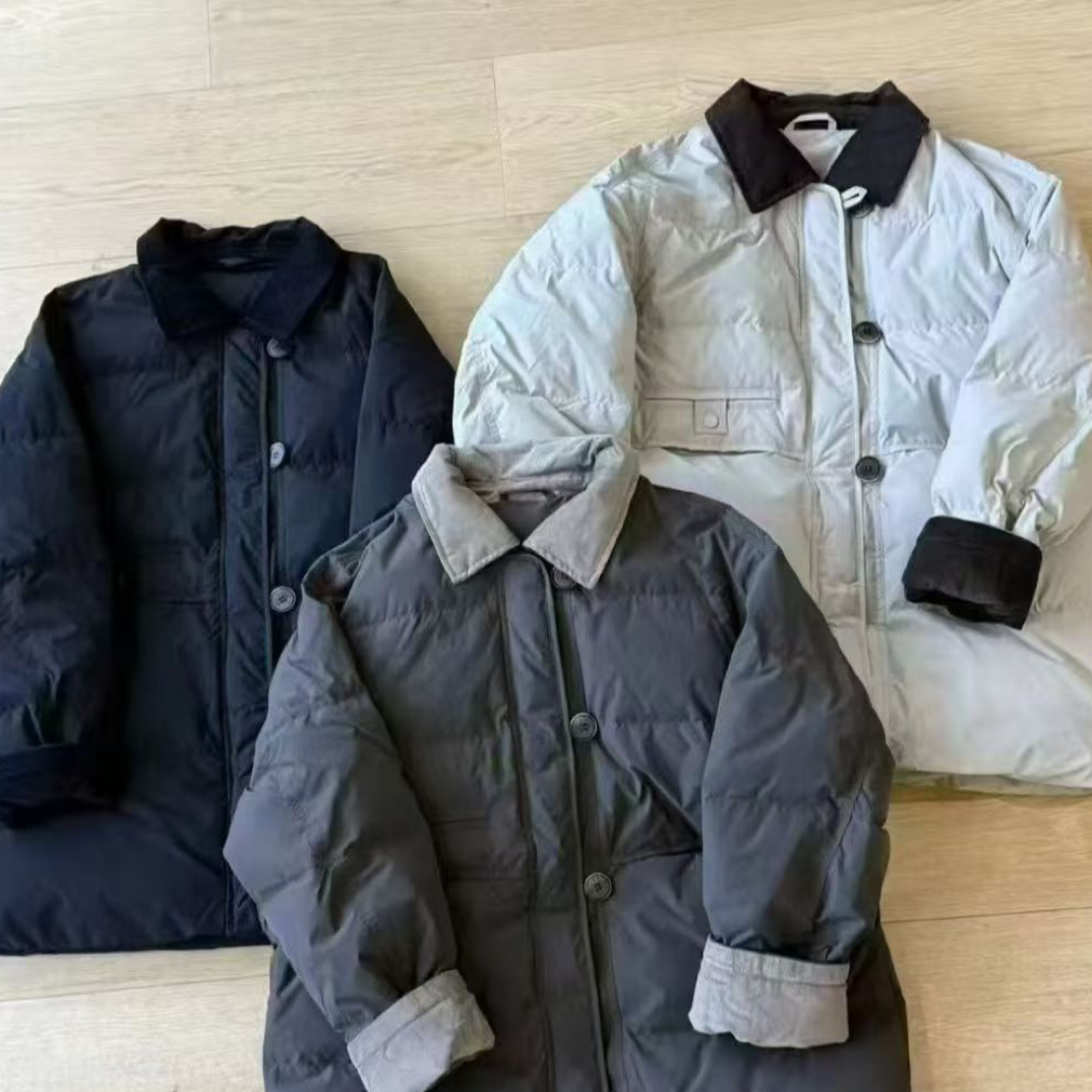 冬季新款韩版中长款翻领拼接加厚宽松显瘦保暖外套