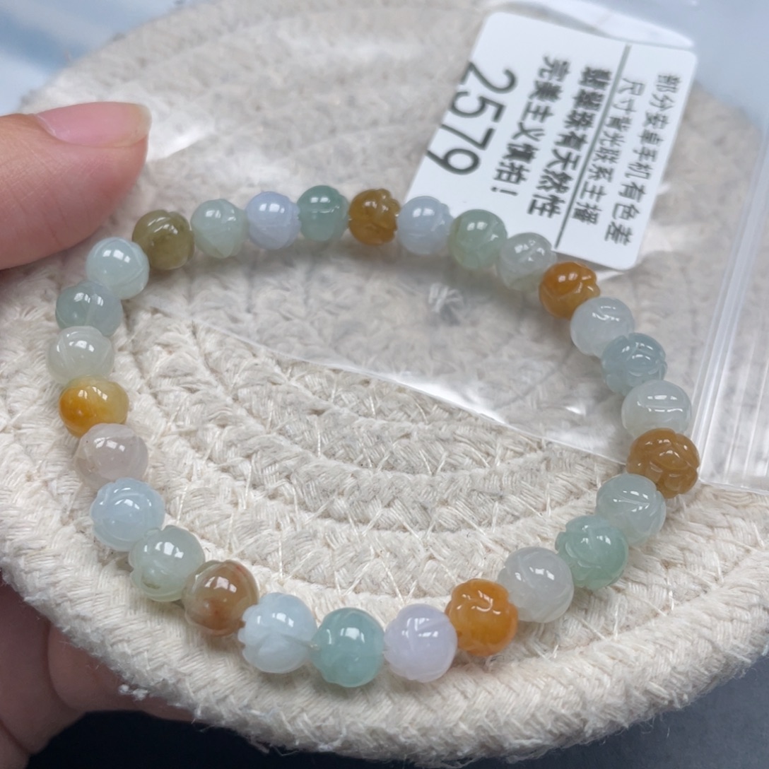 翡翠未镶嵌手链天然A货缅甸翡翠有纹