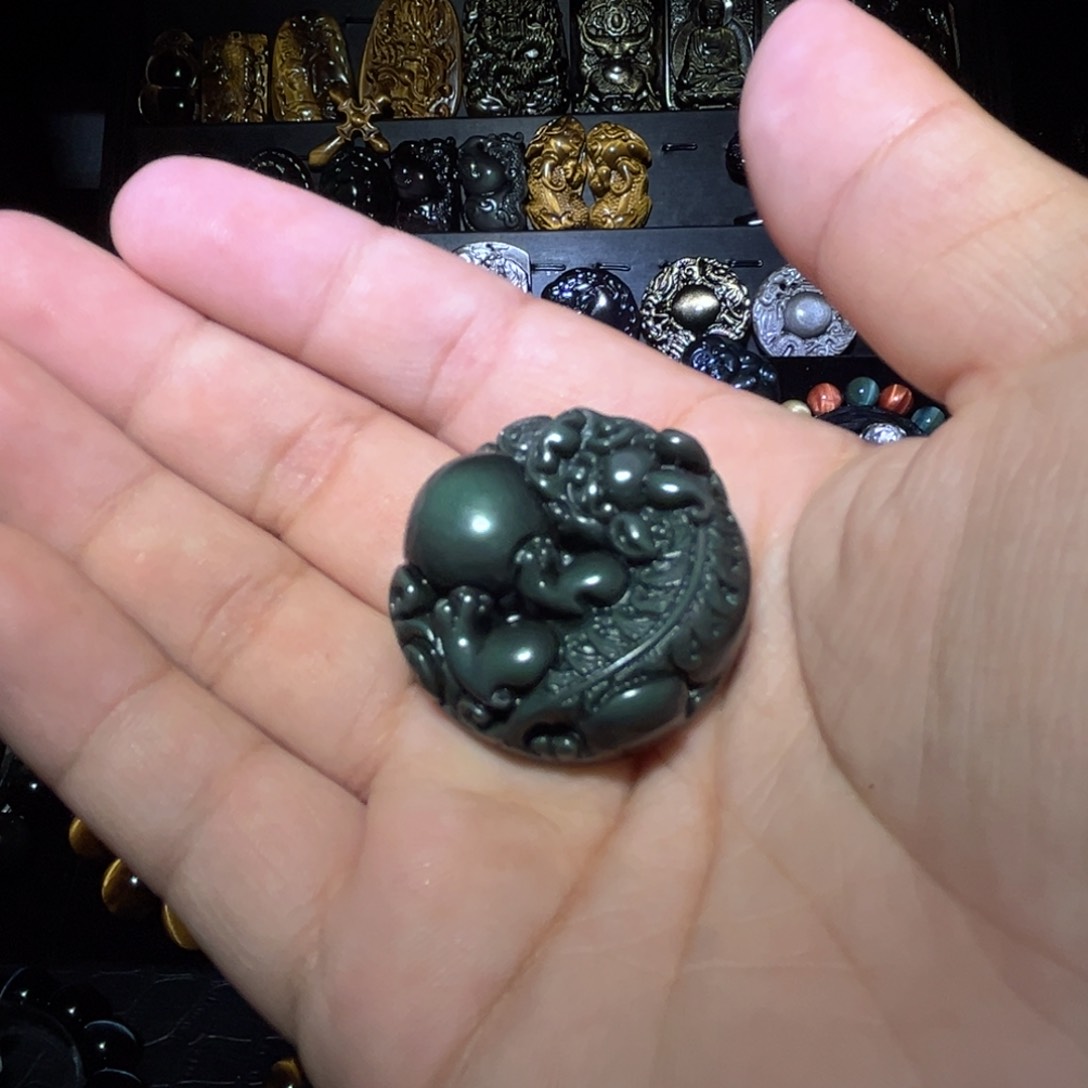 未镶嵌黑曜岩手链出***前天然彩虹眼鬼仙蓝黑曜石有求必应吊坠