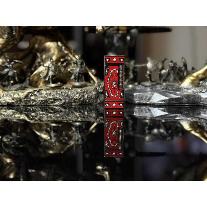 朗声钢音  窄机侧滑皇冠（红银）高端  充气打火机 S