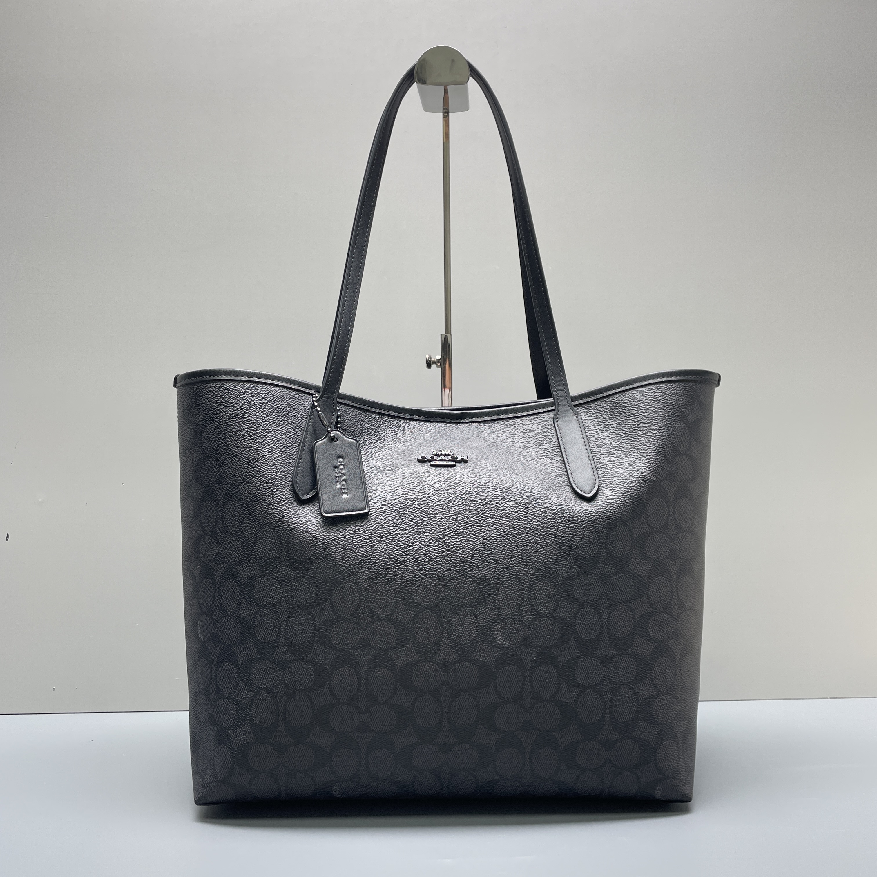 95新 COACH/蔻驰 city33黑老花托特包33*29*15cmEM120113