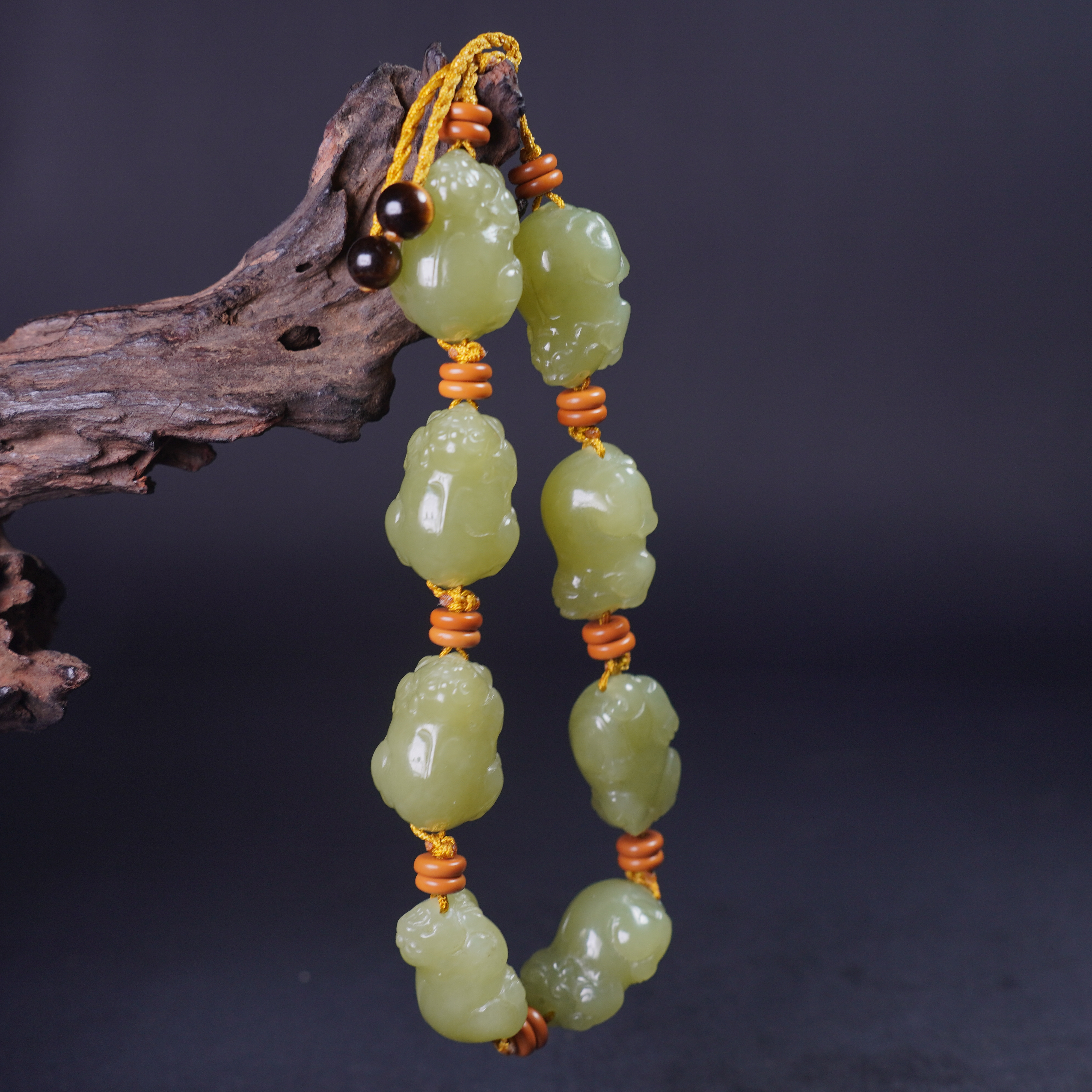 和田玉黄玉貔貅手串（重48g）CXH130