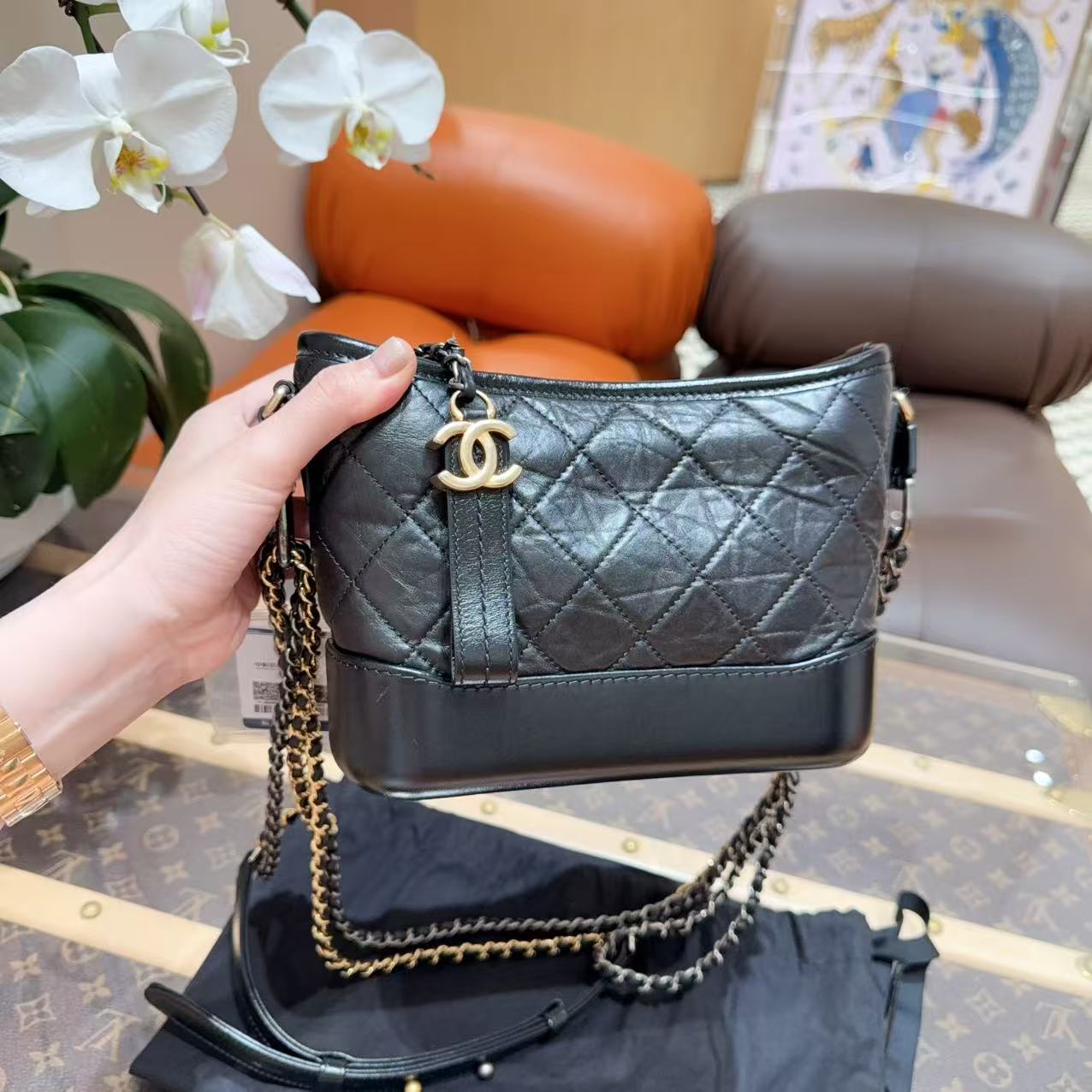 99新 Chanel/香奈儿 黑金小号流浪链条包！ 29开！工价4w+！