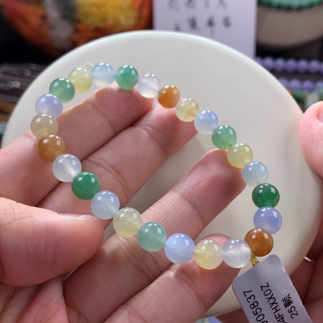 翡翠手链未镶嵌卡7.44冰胶多宝