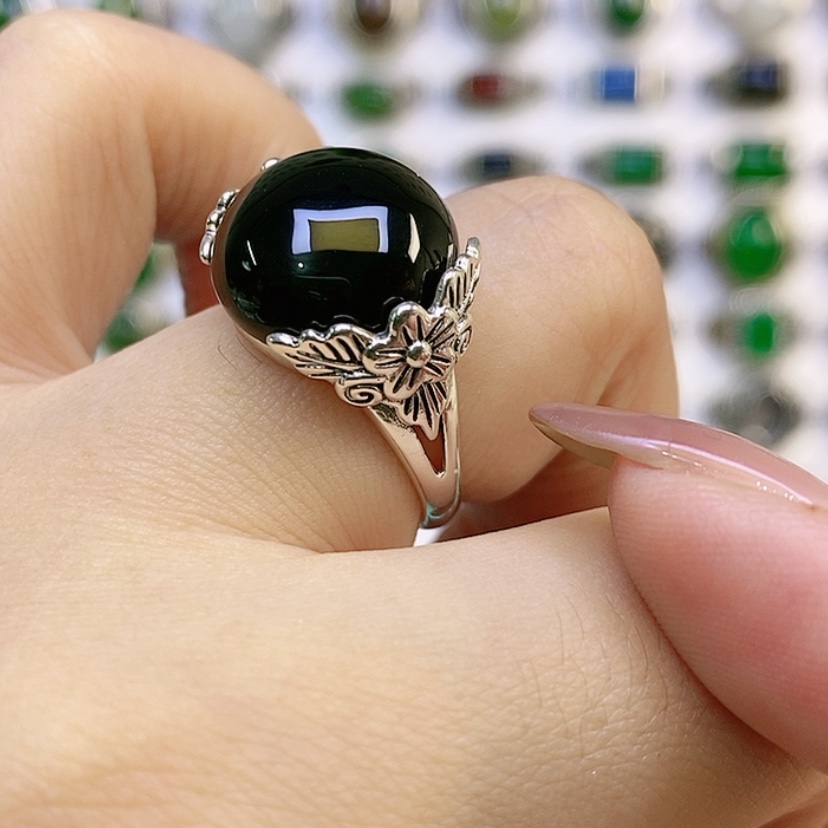 【闪购商品】银S925镶嵌戒指玛瑙/玉髓阅*