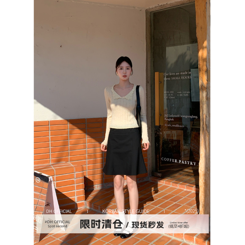 清 DH OFFICIAL 大花【复古杂志社 Retro】高级感显瘦Slip半身裙