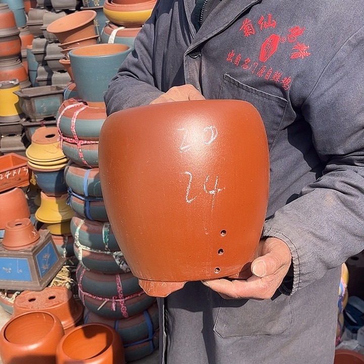 紫砂紫砂花盆和小