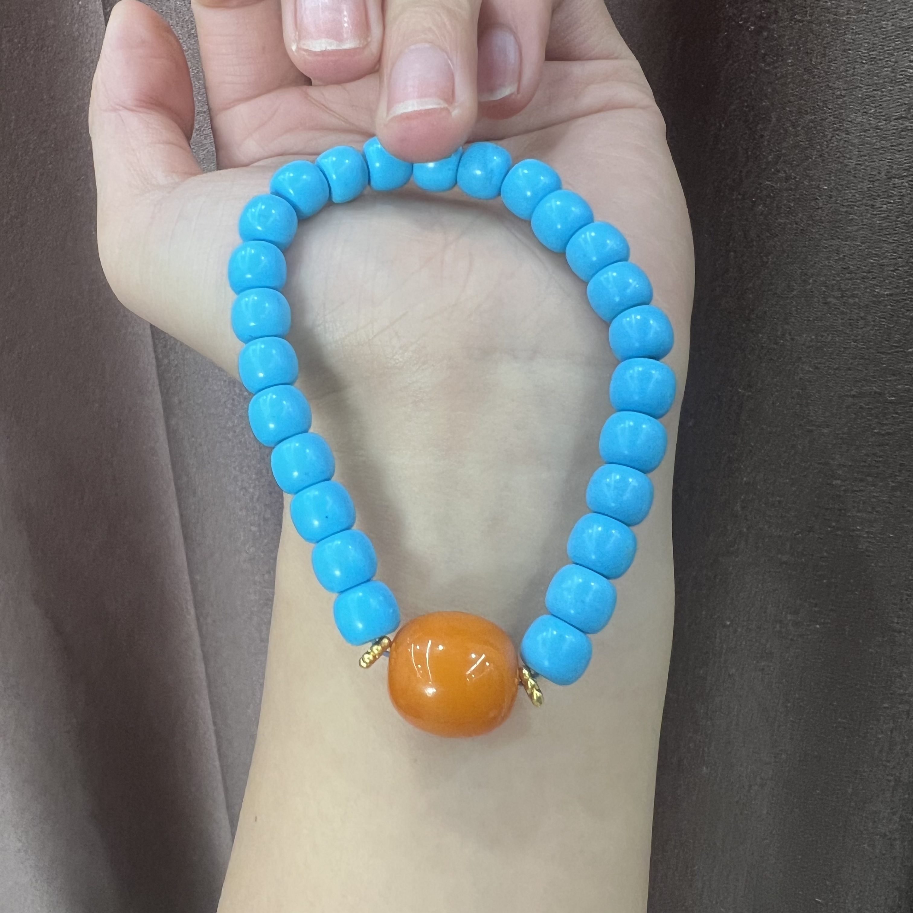 高定珠宝绿松手链大珠HF746S058