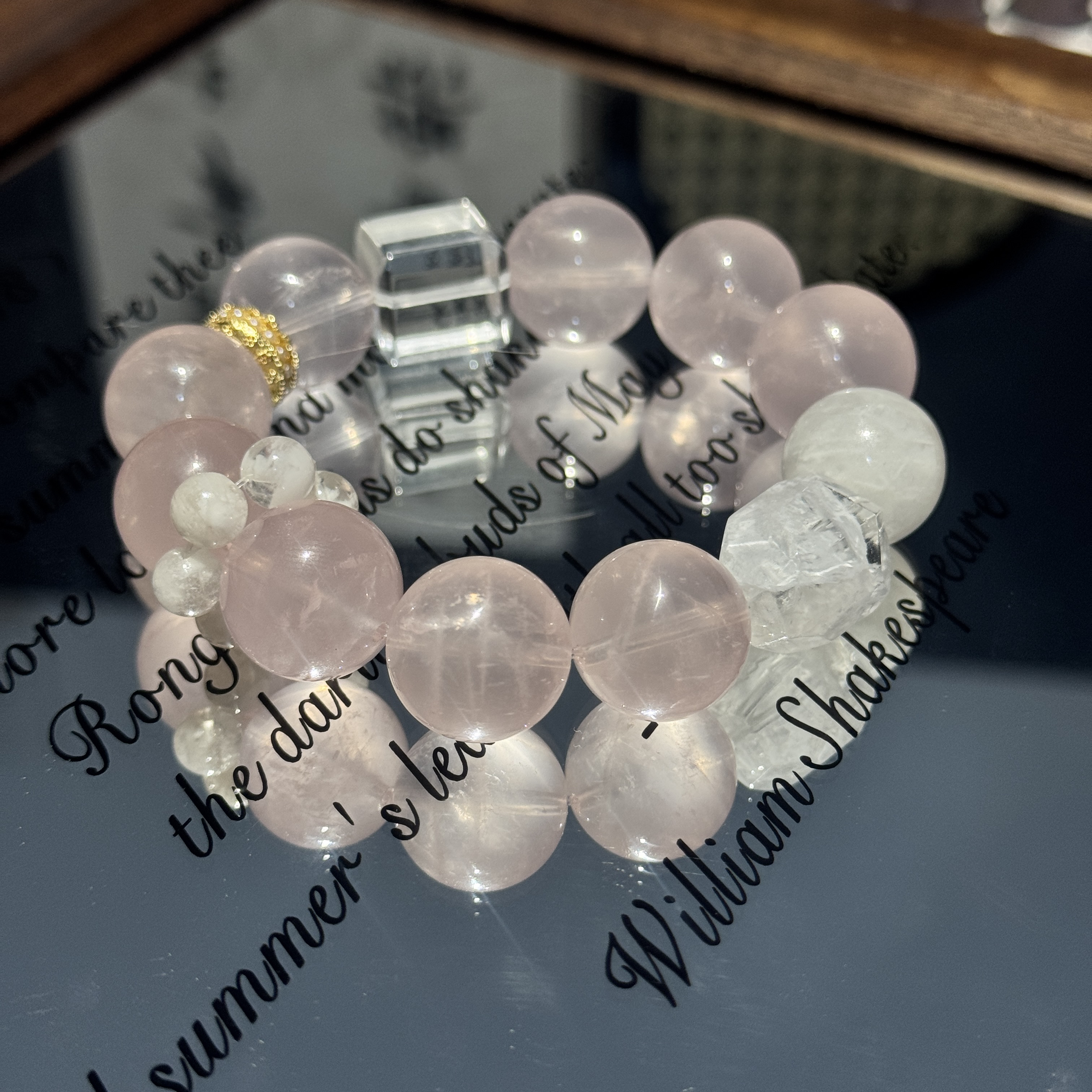 《花海》天然粉水晶搭配白雪花幽灵（天然水晶默认微微瑕）