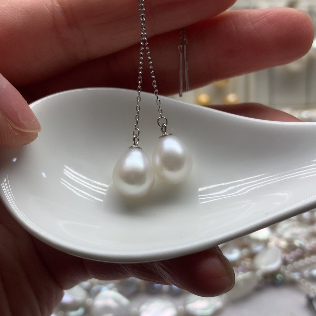 银S925镶嵌淡水珍珠耳饰