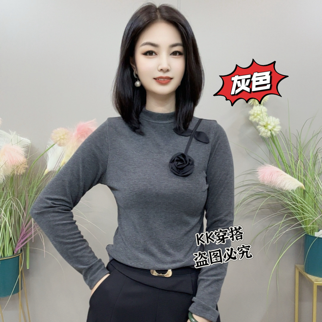 【KK】LLH25160秋季上新玫瑰设计款长袖气质百搭减龄衬衫