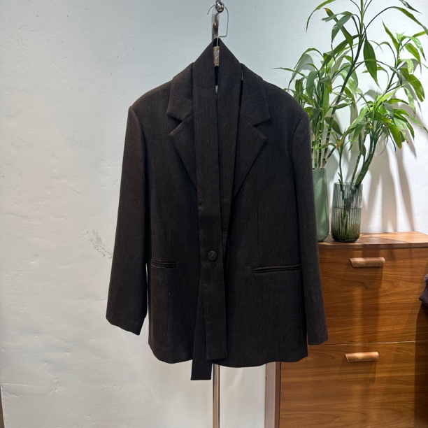 南油金H,原创设计师款！宽松脖带西装外套