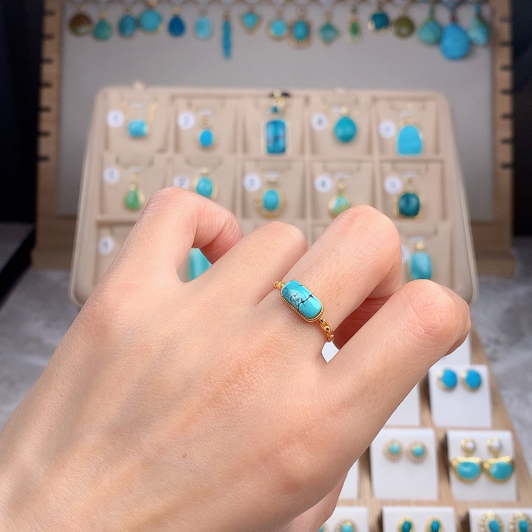 绿松石戒指银S925镶嵌