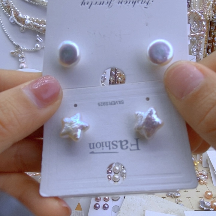 未镶嵌淡水珍珠两对耳钉