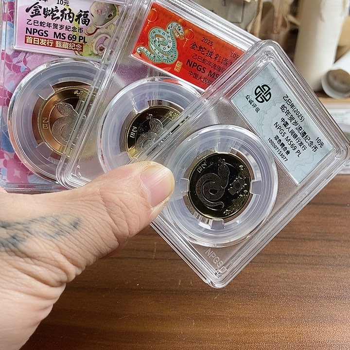 黄铜合金蛇币3枚 众诚评级69分（三个标）