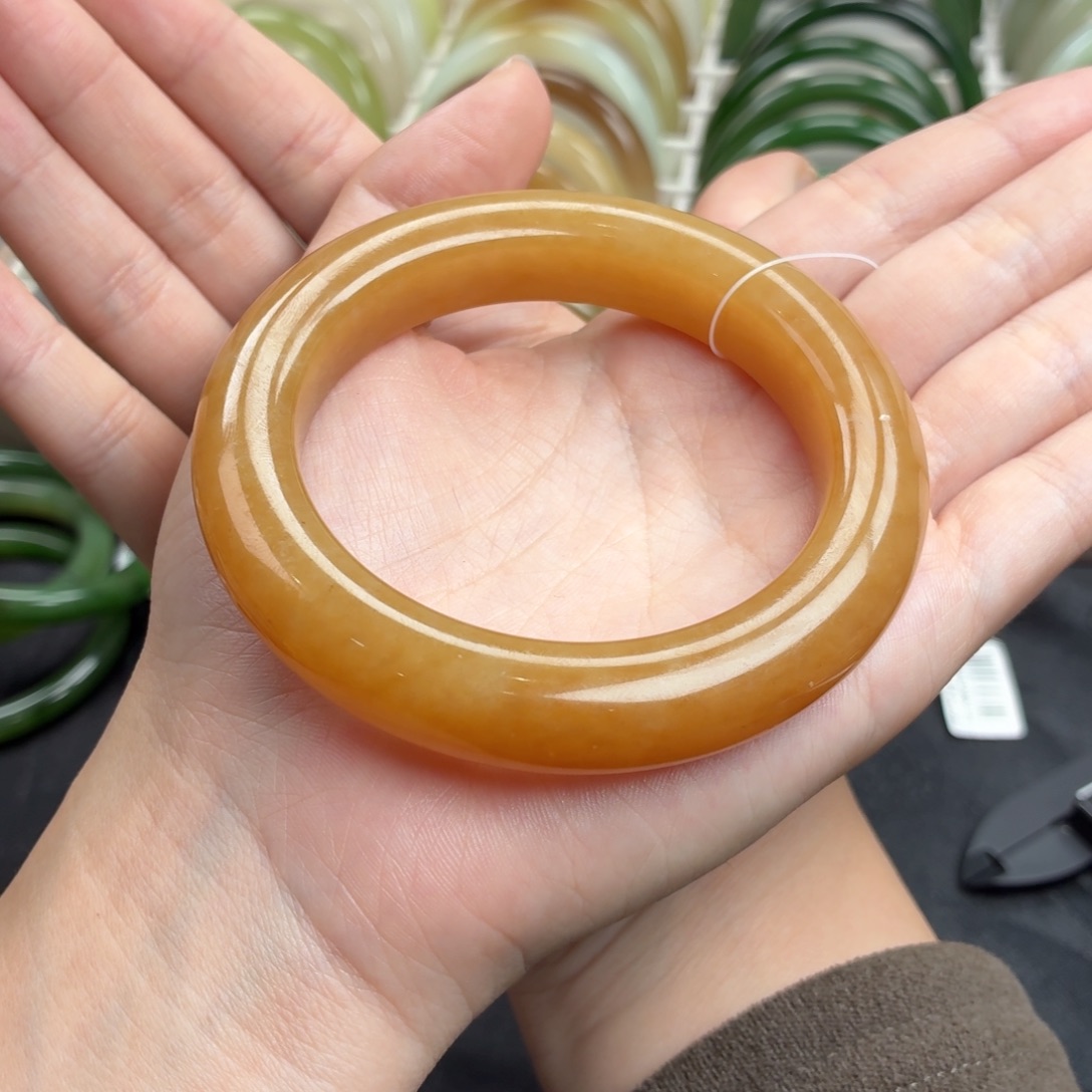 吟***宝和田玉未镶嵌手镯满圈黄金糖漏