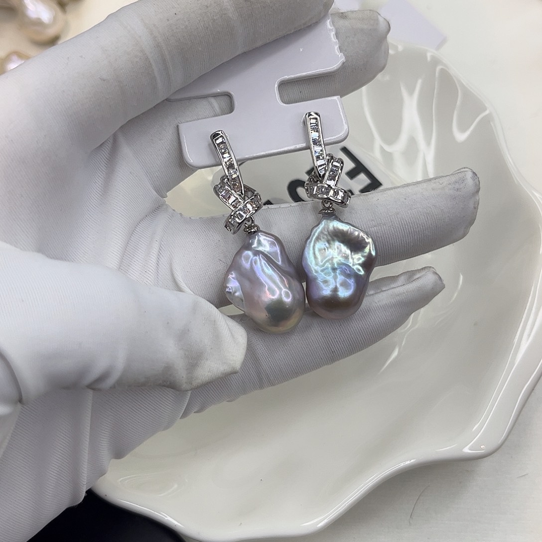 淡水珍珠耳饰合金