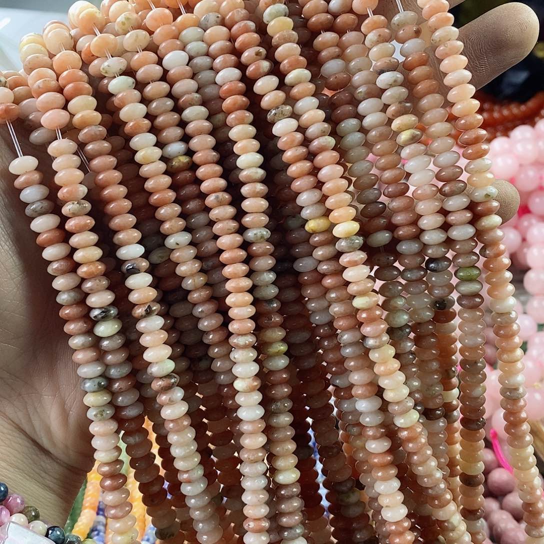 玛瑙/玉髓珠宝半成品合金一条天然3×6蛋黄石算盘珠