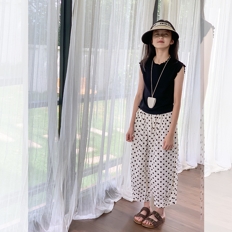 西西家女童2025夏季新款潮流花边背心儿童休闲百搭无袖上衣KD9206