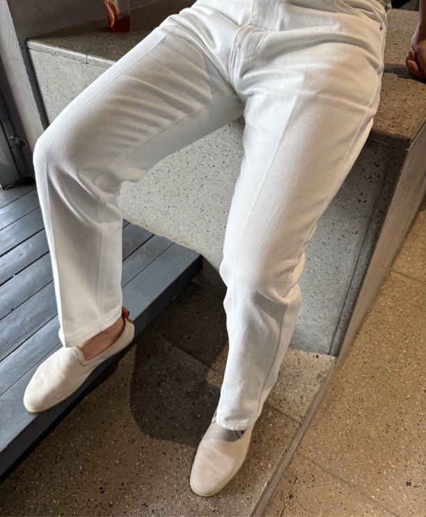 男士纯棉中腰直筒五袋休闲牛仔裤 中腰无弹白色牛仔裤九分白牛