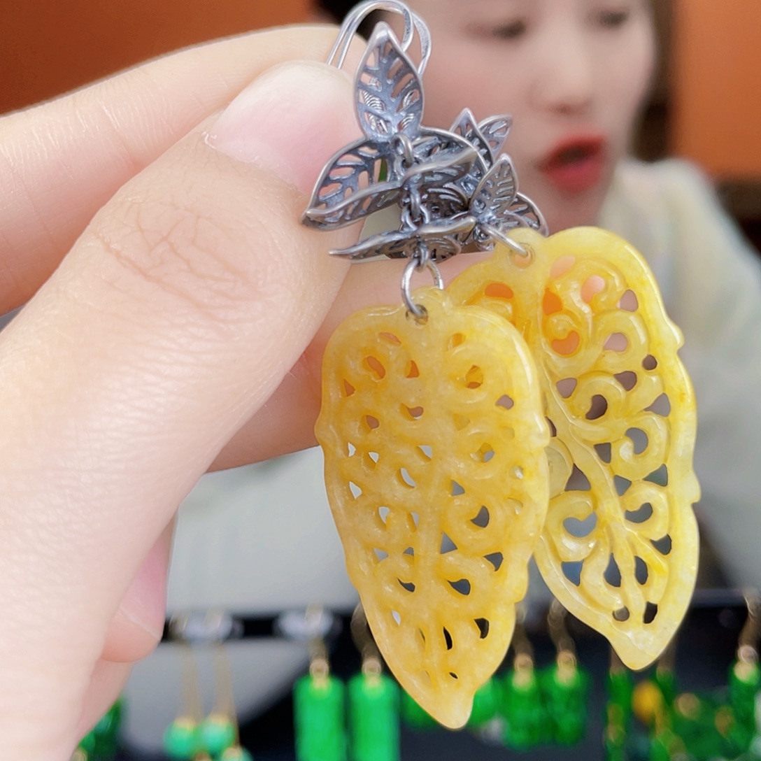 翡翠未镶嵌耳饰饰品