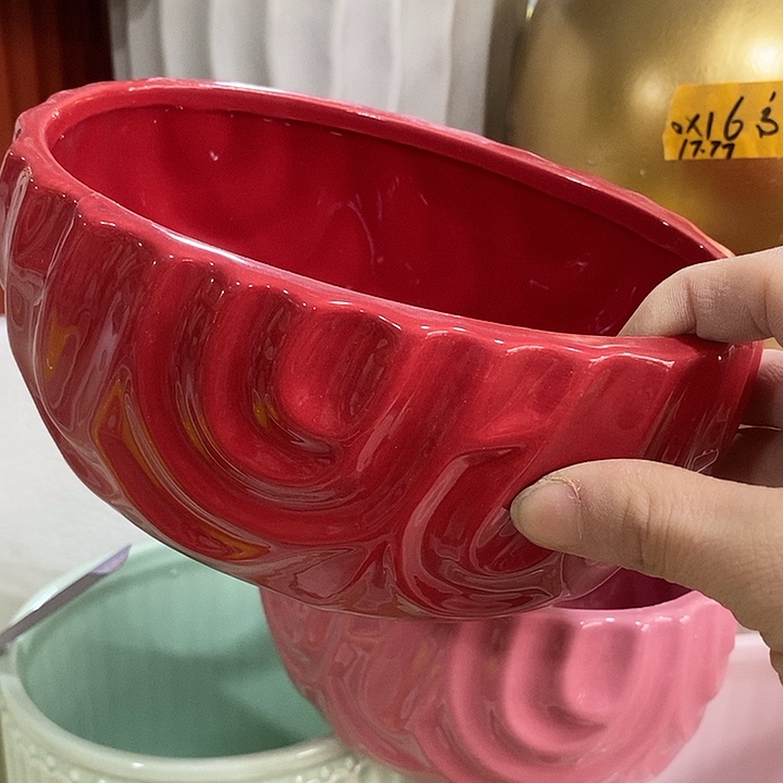 陶盆有孔 瑕疵针孔漏釉介意勿拍外口 16*11外高8