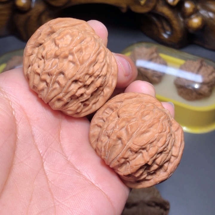 文玩核桃把件40磨盘